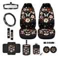thumbnail image 1 of Xoenoiee Butterfly Daisy Moon Car Front Seat Covers 12Pcs Set with Steering Wheel &Seat Belt Cover Car Trash Can Armrest Cover Air Vent Bag Rear View Mirror Cover Cup Coasters Kychain, 1 of 7