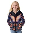 thumbnail image 1 of Xoenoiee Butterfly Flower Print Hoodies for Girls Long Sleeve Shirts with Full Zipper Lightweight Hooded Sweatshirt Athletic Hoodie Fall Tops Trendy Outfits for Kids, M, 1 of 7
