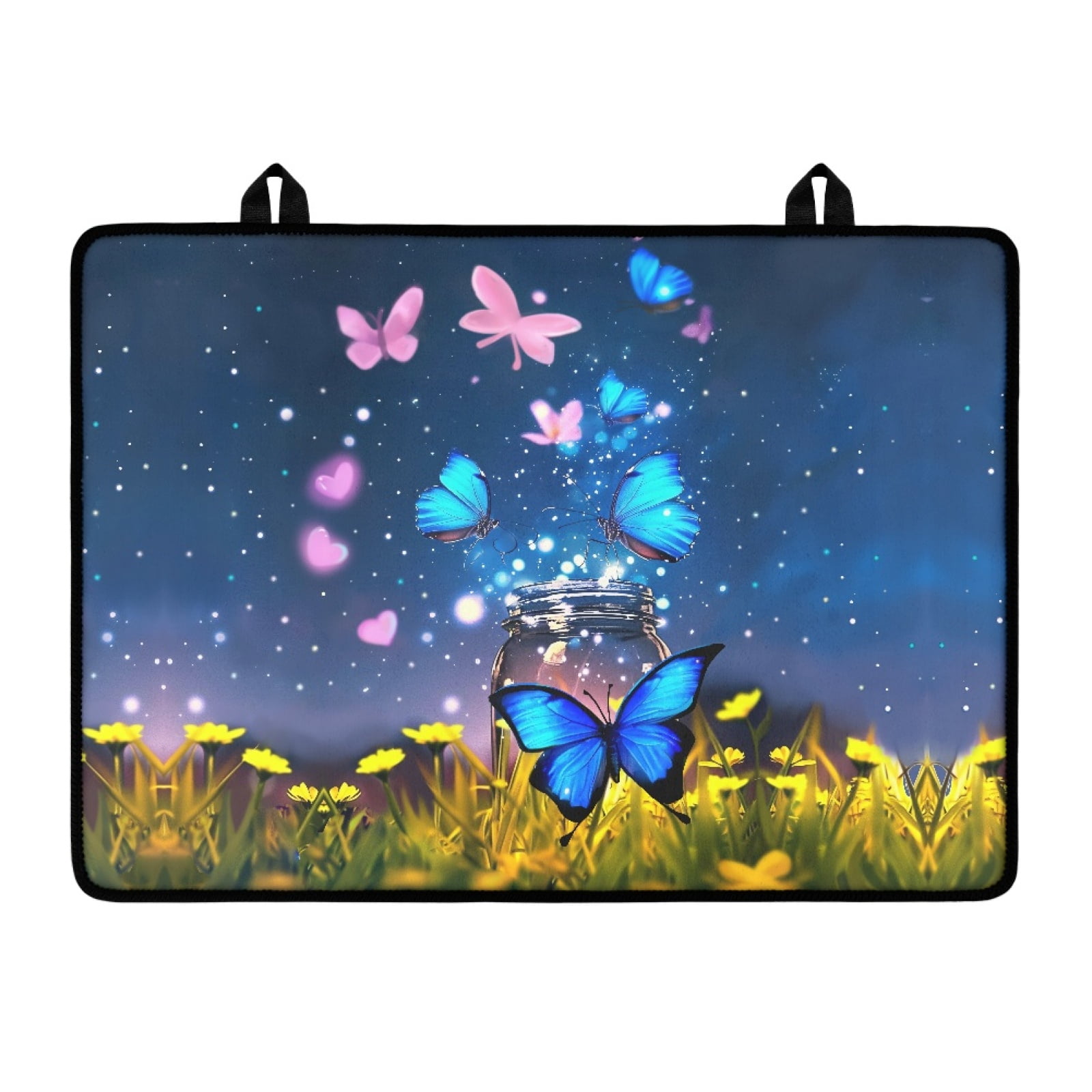 Xoenoiee Butterfly Heart Flower Print Heat-Resistant Silicone Induction CooktopMat, Fireproof Stove Top Cover for Electric Stove, 29.18 x 20.96 inch Cooktop Protector