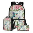 thumbnail image 1 of Xoenoiee Butterfly Hummingbird Floral Print Kids Backpack Set for Boys Girls 17in School Backpack & Lunch Bag & Pencil Bag 3 in 1 Set for School Picnic Travel Daypack, 1 of 6