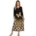 thumbnail image 1 of Xoenoiee Butterfly Leopard Glitter Print Long Nightgowns for Women Long Sleeve Sleepshirt Button Sleep Dress Mumu Dress V Neck Sleepwear Plus Size, 4XL, 1 of 7