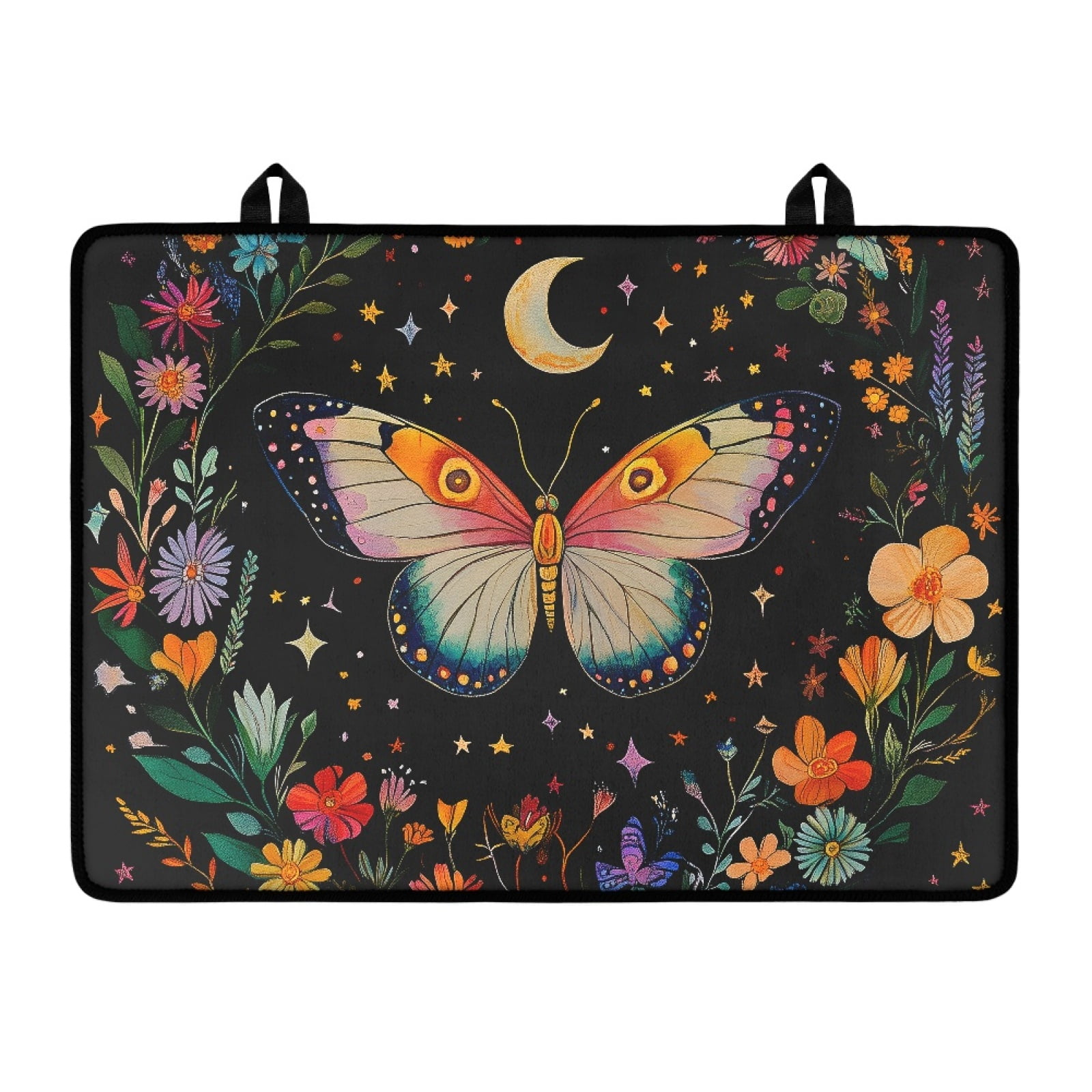 Xoenoiee Butterfly Moon Flower Print Fireproof and Waterproof Stove Top Covers, 29.18 x 20.96 inch Electric Glass Top Stove Cover, Ceramic Glass Cooktop Protector for Flat Top Oven