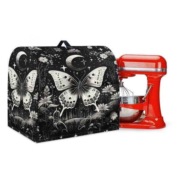 Xoenoiee Butterfly Moon Star Print Kitchen Aid Mixer Cover, Stand Mixer Cover Compatible with 4.5-5 Quart Kitchenaid/Hamilton Stand Mixer, Kitchen Aid Mixer Accessories Dust Cover with Pocket, Small