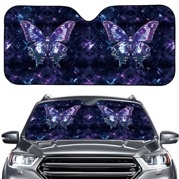 Xoenoiee Butterfly Pattern Car Front Window Sunshade Foldable Windshield Sun Shade for Most Sedans SUV Truck, Window Sun Shade Auto Sun Blocker Visor Protector