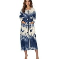 thumbnail image 1 of Xoenoiee Butterfly Tie Dye Print Nightgown House Dress Zip up Robes for Women Long Lounge Dress Round Neck House Coat Bathrobe Plus Size, XL, 1 of 7