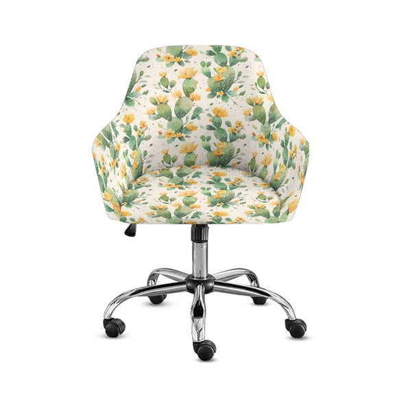 Xoenoiee Cactus Flower Print Curved Back Chair Slipcover Stretch Dining Chair Cover Kitchen Chair Cover Modern Arc Shaped Armrest Counter Height Bar Stools Covers for Kitchen Party Banquet Decor