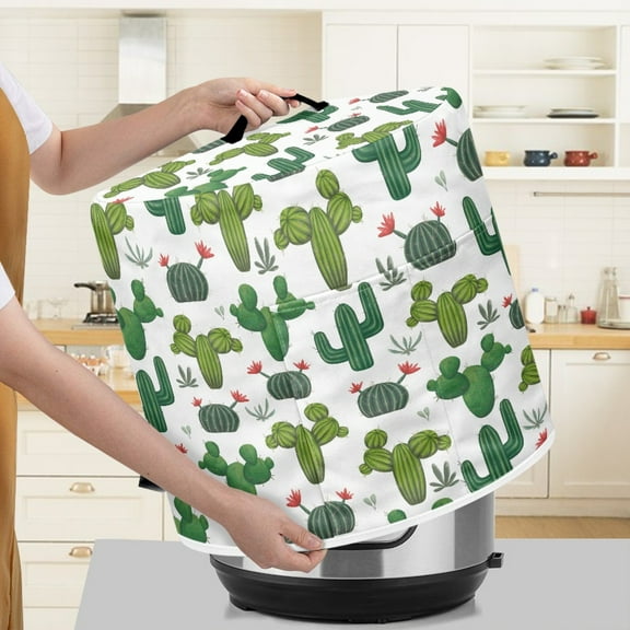 Xoenoiee Cactus Pattern Pressure Cooker Cover for 6 qt Instant Pot, Kitchen Appliance Dust Cover with Pockets for Rice Cooker Air Fryer Slow Cooker