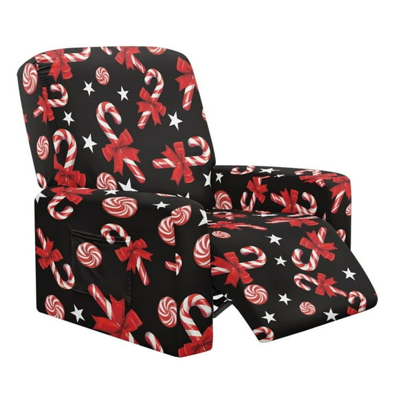 Xoenoiee Candy Star Pattern Recliner Slipcovers Stretch Recliner Sofa Slipcover Recliner Chair Covers Christmas Decor 4 Piece Lazy Boy Chair Covers Furniture Protector Reclining Couches with Pocket