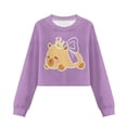 thumbnail image 1 of Xoenoiee Capybara Crown Bow Print Long Sleeve Shirt Crop Top Girls Graphic T-shirt Sweatshirt Pullover Top Casual Crewneck Tees Fall Clothes, 11-12 Years, 1 of 7