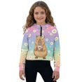 thumbnail image 1 of Xoenoiee Capybara Daisy Print Girls Half Zip Up Sweatshirt Long Sleeve Pullover Cropped Hoodie Fall Trendy Back to School Fall Clothes, 13-14 Years, 1 of 7