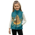 thumbnail image 1 of Xoenoiee Capybara Orange Duck Music Note Print Girls Polar Fleece Zipper Vest Kids Sleeveless Stand Collar Jacket Outerwear with Pockets for Travel Sports Running, 2T, 1 of 7