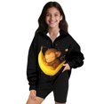 thumbnail image 1 of Xoenoiee Capybara Palm Tree Print Kids Quarter Zip Up Pullover for Girls Long Sleeve Sweatshirt Mock Neck Polo Sweater Fall Outfits, Size 9-10 Years, 1 of 7