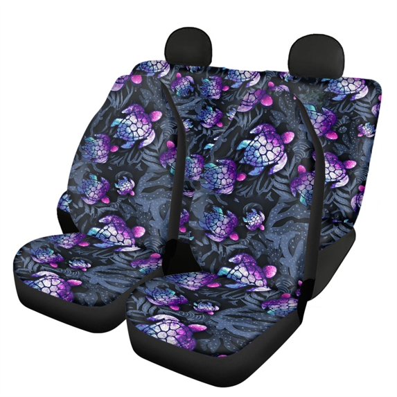 Xoenoiee Car Seat Covers 4 Pcs Full Set, Turtle Design Auto Front Seat & Rear Split Bench Seat Cover Auto Accessories Universal Fit