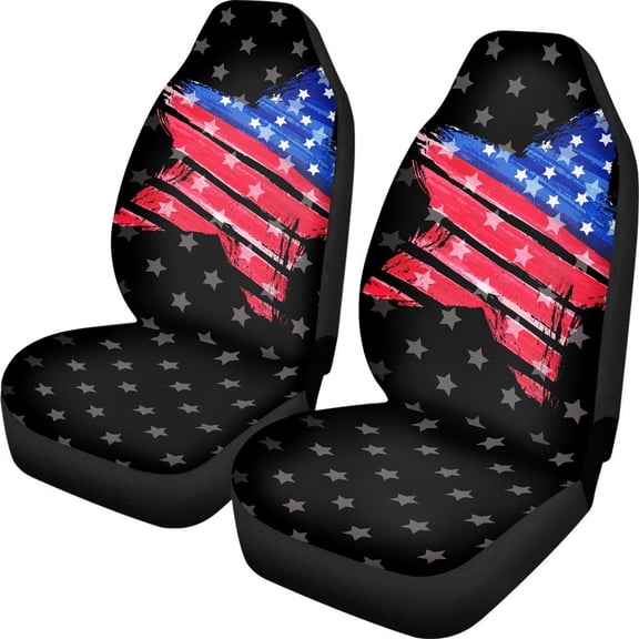 Xoenoiee Car Seat Covers for Front Seats 2 Pieces, American Flag Stars Print High Back Universal Bucket Seat Cover Auto Interior Accessories Driver Seat Covers