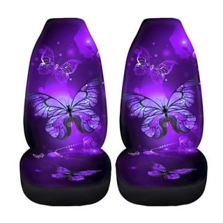 seemehappy Bling Girly Purple Car Seat Covers Full Set for Women Leather  and Silk Front and Rear Seat Cushions Universal Fit (Purple-Basic)