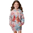 thumbnail image 1 of Xoenoiee Cardinal Cherry Blossom Print Hoodies Dress for Kids Trendy Long Hoodies Sweatshirt for Toddler Girls Pullover Sweater with Pocket Long Sleeve Shirt Active Jumpers Tunic Tops, 9-10 Years, 1 of 7