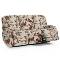 Xoenoiee Cardinal Flower Print Recliner Sofa Covers 3 Seater, Stretch Recliner Sofa Slipcovers with Storage Pockets Soft Reclining Couch Covers for Kids Pet