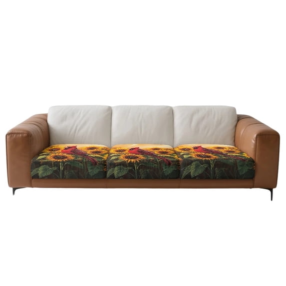 Xoenoiee Cardinal Sunflower Pattern Outdoor Couch Cushion Covers, Couch Sofa Covers Washable for Patio Outdoor Furniture, Replacement Sofa Seat Slipcover, Non Slip Sofa Slipcovers