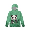thumbnail image 1 of Xoenoiee Cartoon Panda Bamboo Print Girls Hoodies with Front Kangaroo Pocket Hooded Sweatshirt Long Sleeve Hoodies Pullover Activewear for Kids Age 6-16 Years, XL, 1 of 7