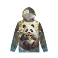thumbnail image 1 of Xoenoiee Cartoon Panda Print Pullover Hoodies Hooded Sweater for Kids Long Sleeve Tops Loose Sportwear with Front Kangaroo Pocket Fall Winter Athleticwear for Workout Travel, M, 1 of 7
