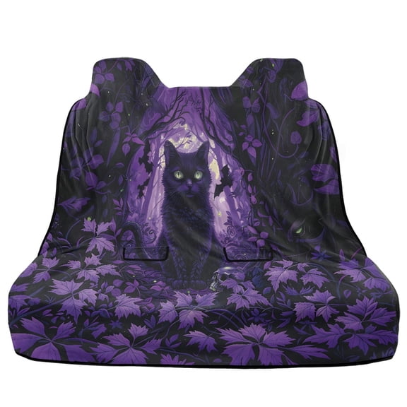 Xoenoiee Cat Bat Maple Leaves Print Car Back Seat Cover, Waterproof Bench Seat Cover Halloween Decor Universal Rear Bench Towel Seat Covers Nonslip Pet Backseat Protector for Car Truck SUV