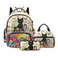 thumbnail image 1 of Xoenoiee Cat Butterfly Daisy Flower Print Backpack with Lunch Bags and Pencil Case Set of 3 Elementary School Bags for Kids Girls Boys Large Capacity Bookbag Bagpack Rucksack Satchel Casual Daypack, 1 of 6