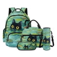 thumbnail image 1 of Xoenoiee Cat Lotus Leaves Print 4 Pcs Kids Backpack Set with Lunch Box Pencil Case Water Bottle Carrier Bag, Lightweight Preschool Knapsack for Girls Elementary Bookbag Schoolbag, 1 of 7