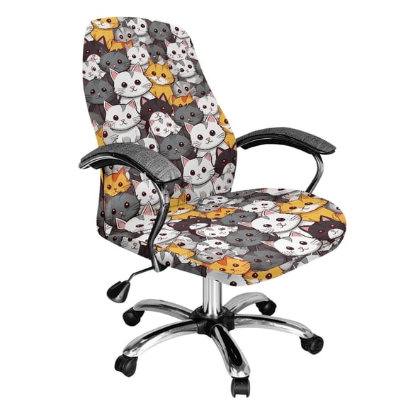 Xoenoiee Cat Print Office Chair Cover Stretch Computer Chair Cover Universal Removable Rotating Boss Office Chair Slipcovers Desk Chair Cover for Dogs Cats Pets, S