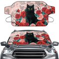 thumbnail image 1 of Xoenoiee Cat Rose Flower Print Car Windshield Cover for Snow and Ice, All Weather Car Windshield Snow Cover Waterproof Winter Hail Covers Protector with Straps, 1 of 7