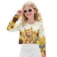 thumbnail image 1 of Xoenoiee Cat Sunflower Print Girls Crop Shirts Casual Long Sleeve Crewneck Loose Sweatshirts Pullover Tops Fall Outfit, 11-12 Years, 1 of 7