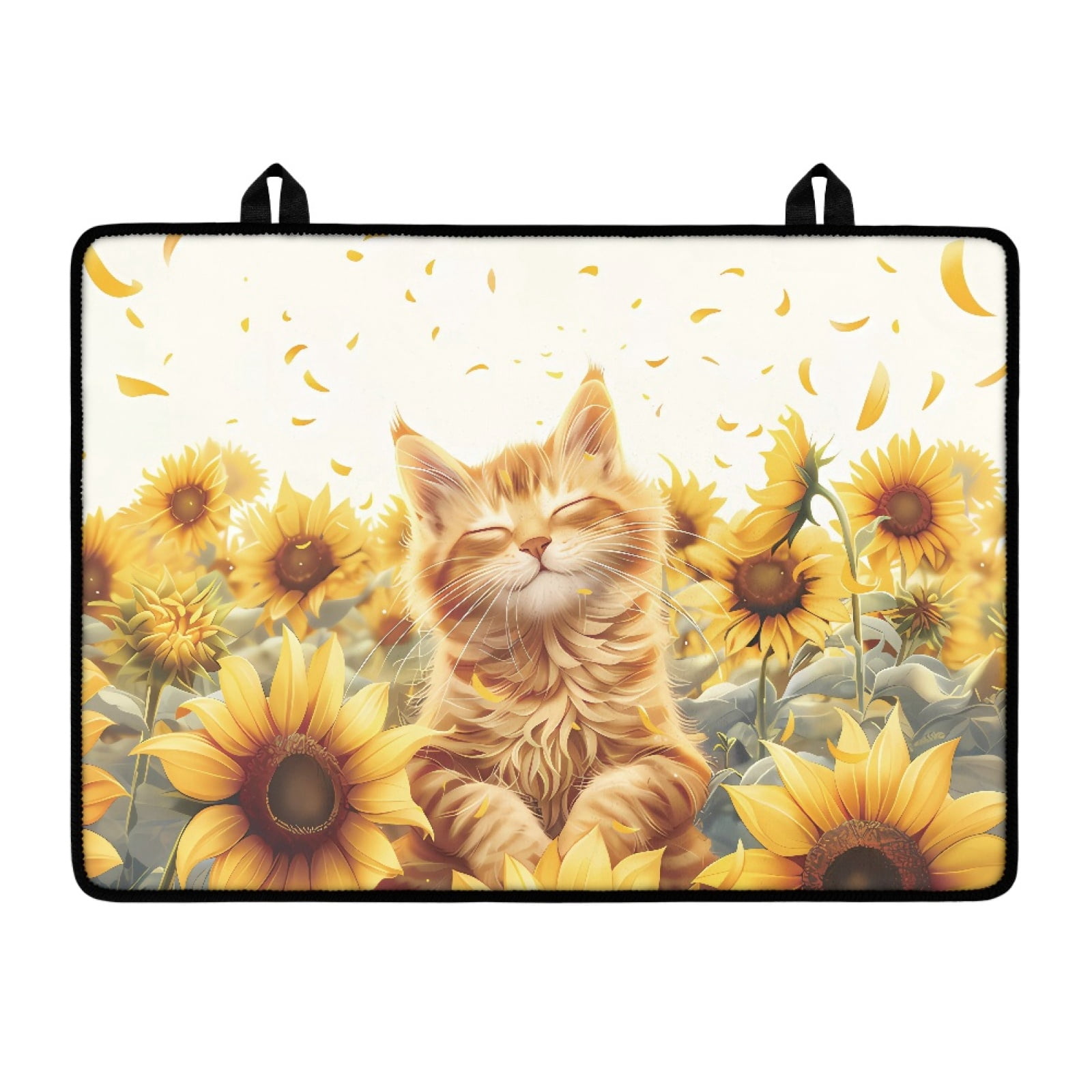 Xoenoiee Cat Sunflower Print Stove Top Covers for Electric Stove, Waterproof Silicone Glass Stove Top Protector, Dish Drying Mats for Kitchen, Coffee Mat, Heat Resistant Mat for Countertop