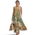 thumbnail image 1 of Xoenoiee Cherry Blossom Mountain Print Cotton Linen Dresses for Women Casual Crewneck Sleeveless Pleated Summer Long Dress for Women 2026 Maxi Sundresses Ankle-Length Vacation Outfits, 2XL, 1 of 7