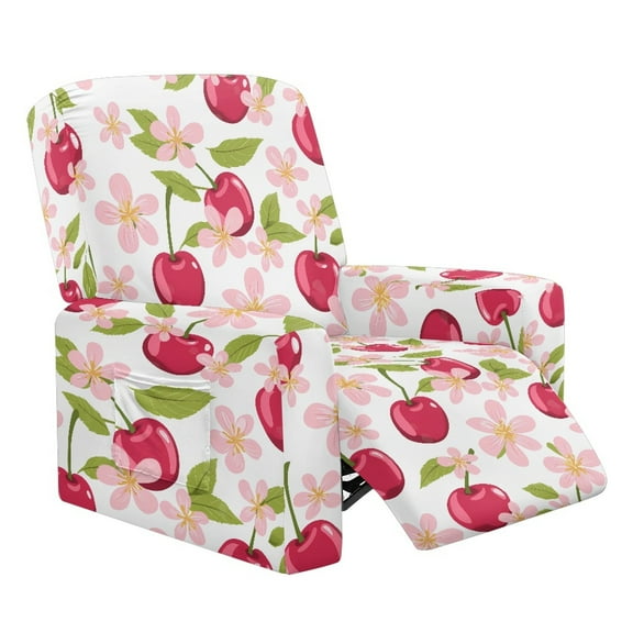 Xoenoiee Cherry Blossom Pattern Stretch Recliner Chair Covers Furniture Protector for Electric Power Lift Reclining Chair with Storage Pockets Stretch Recliner Couch Slipcovers