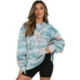thumbnail image 1 of Xoenoiee Cherry Blossom Print Women Oversized Crewneck Sweatshirt Long Sleeve Pullover Tops Casual Loose Workout Shirt Outerwear with Pockets, Size 3XL, 1 of 7