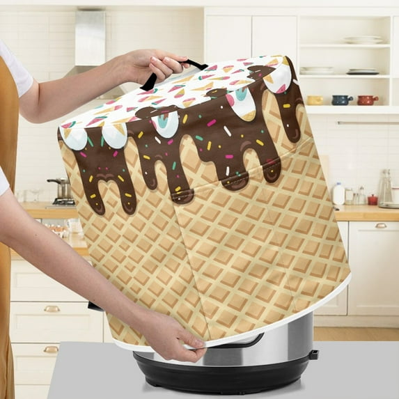 Xoenoiee Chocolate Ice Cream Pattern Pressure Cooker Cover for 8 qt Instant Pot, Kitchen Appliance Dust Cover with Pockets for Rice Cooker Air Fryer Slow Cooker
