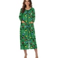thumbnail image 1 of Xoenoiee Christmas Bulb Snowflake Print House Dresses for Women Xmas Zip Up Robes with 2 Pockets, Soft Nightgown Half Sleeve House Coat Long Night Gowns Sleepwear, L, 1 of 6