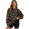 thumbnail image 1 of Xoenoiee Christmas Candy Snowflake Berry Print Womens Oversized Sweatshirts Fashion Pullover Xmas Long Sleeve Shirts Side Slits Fall Sweaters Activewear with Side Pockets, Size 3XL, 1 of 7