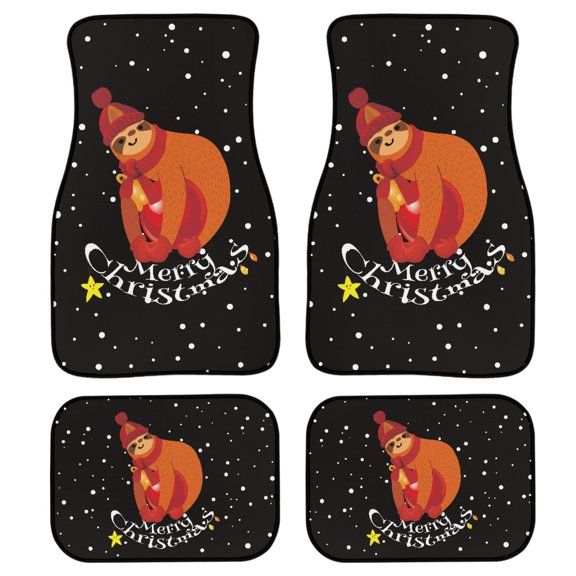 Xoenoiee Christmas Decor Car Carpet All Weather Protection Automotive Floor Mat Sloth Print Car Floor Mat Universal Fits Durable Washable Universal Fits Easy to Clean (4 Pieces)