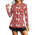 thumbnail image 1 of Xoenoiee Christmas Snowman Candy Snowflake Print Womens Golf Shirt Xmas Long Sleeve UPF 50+ Polo V Neck Workout Tops Sun Protection for Golf Tennis Pickleball Running Gym Workout, Size S, 1 of 7