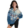 thumbnail image 1 of Xoenoiee Christmas Snowman Flower Print Plus Size Sweatshirts for Girls Kids Xmas Half Zip Pullover Long Sleeve Oversized Drop Shoulder Y2K Clothes, Size 7-8 Years, 1 of 7