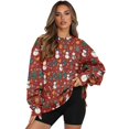 thumbnail image 1 of Xoenoiee Christmas Snowman Sock Tree Bell Snowflake Print Womens Oversized Sweatshirts Xmas Crew Neck Pullover Long Sleeve Tops with Pockets Split Fall Fashion Outfits 2025 Clothes, Size S, 1 of 7