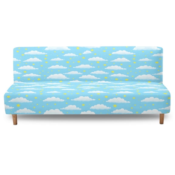 Xixirimido Clouds and Stars Blue Pattern Futon Cover Armless Sofa Covers Sofa Bed Covers Stretch Futon Couch Cover Sofa Slipcover Washable Furniture Protector