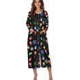 thumbnail image 1 of Xoenoiee Colorful Bulb Snowflake Print Women Zipper Robes Christmas Full Length Nightgown Bathrobe Xmas Lightweight House Coat with Pockets Long Sleeves Loungewear, Size S, 1 of 7