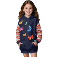 thumbnail image 1 of Xoenoiee Colorful Butterfly Swirl Print Long Hoodies Sweatshirt for Kids Long Sleeve Shirt Pullover Hoodie Dress for Teen Girls Oversized Fall Outfits Sweat Shirts Jumpers with Pocket, 9-10 Years, 1 of 7