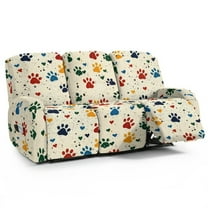 Xoenoiee Colorful Dog Paw Heart Print Recliner Covers for 3 Seater Reclining Stretch Sofa Slipcover Soft Washable Furniture Protector for Dogs and Pets
