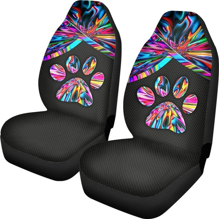 Xoenoiee Colorful Dog Paw Print Car Seat Covers Vehicle Seat Protector Car Seat Covers Front Seat Only Full Set of 2 Universal Fit for Most Cars Sedan SUV Van Walmart