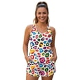 thumbnail image 1 of Xoenoiee Colorful Leopard Print Womens 2026 Plus Size Tankini Swimsuits Rash Guard Athletic Two Piece Swimwear Bathing Suits with Pockets for Women, L, 1 of 7