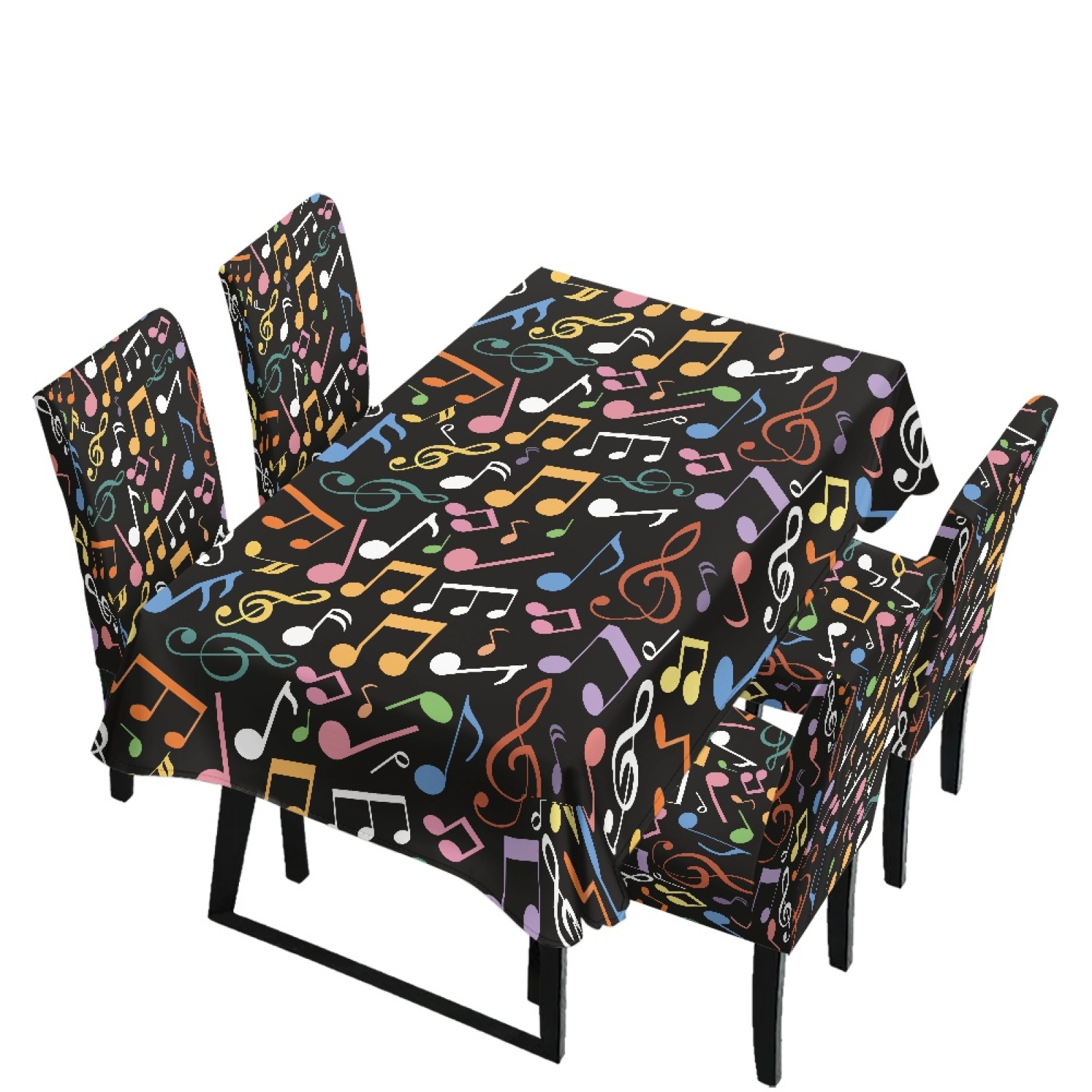 Table Notes Cover Xoenoiee Colorful Music Note Print Chair Covers Set of 4 and Table ...