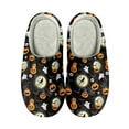 thumbnail image 1 of Xoenoiee Cosy Slippers for Winter Warm Slippers with Non-Skid Sole for Unisex Indoor Outdoor Slip-On House Shoes, Halloween Pumpkin Bat Spider Web Ghost Skull Pattern, 12-13 W/11-12 M, 1 of 1