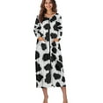thumbnail image 1 of Xoenoiee Cow Fur Print Zip Up Robes for Women Long Sleeves Zipper House Coat Bathrobes Lightweight Nightgown with Pockets, Size L, 1 of 6